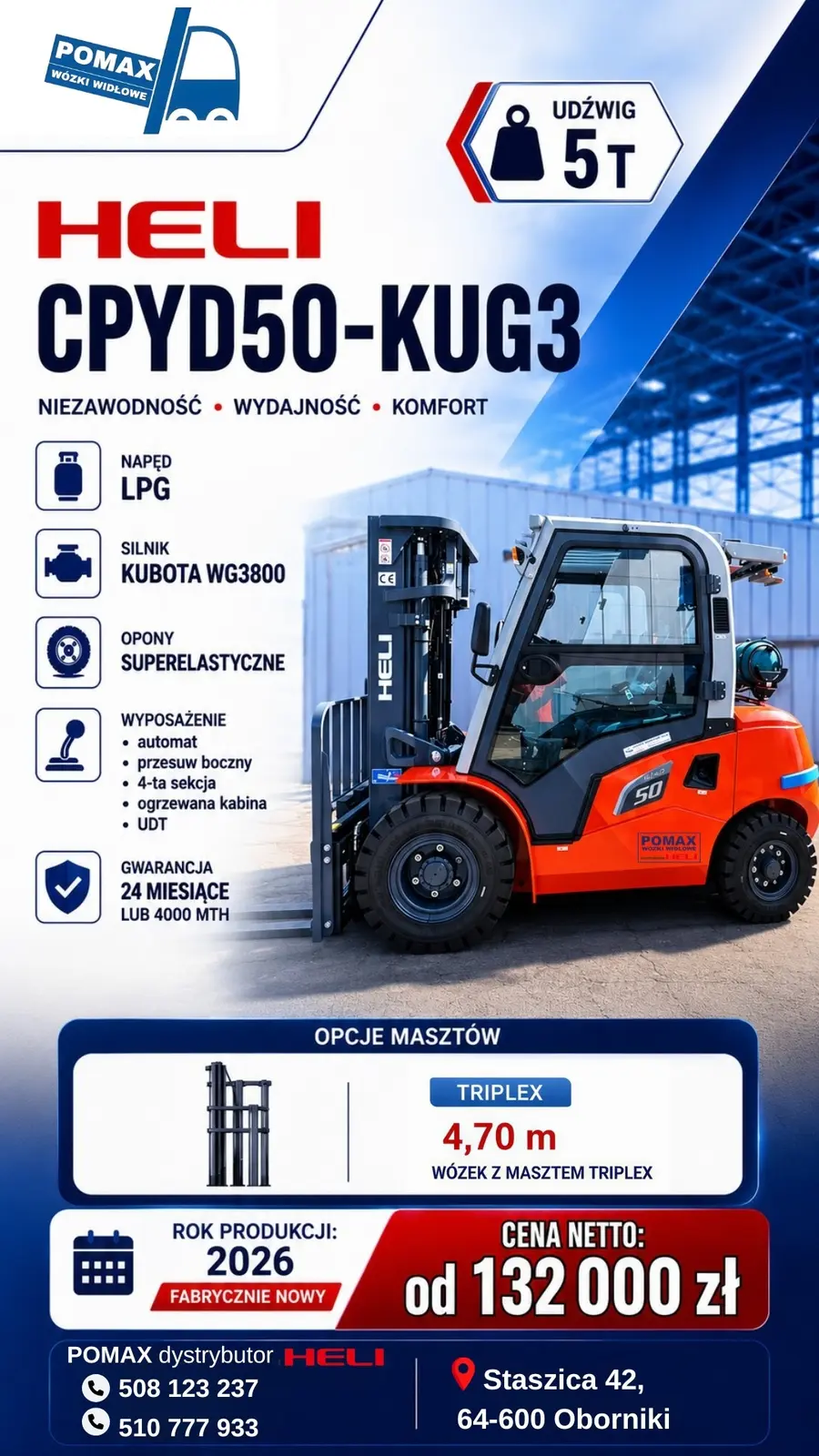 Baner ofertowy HELI CPYD50-KUG3 LPG, udźwig 5 T